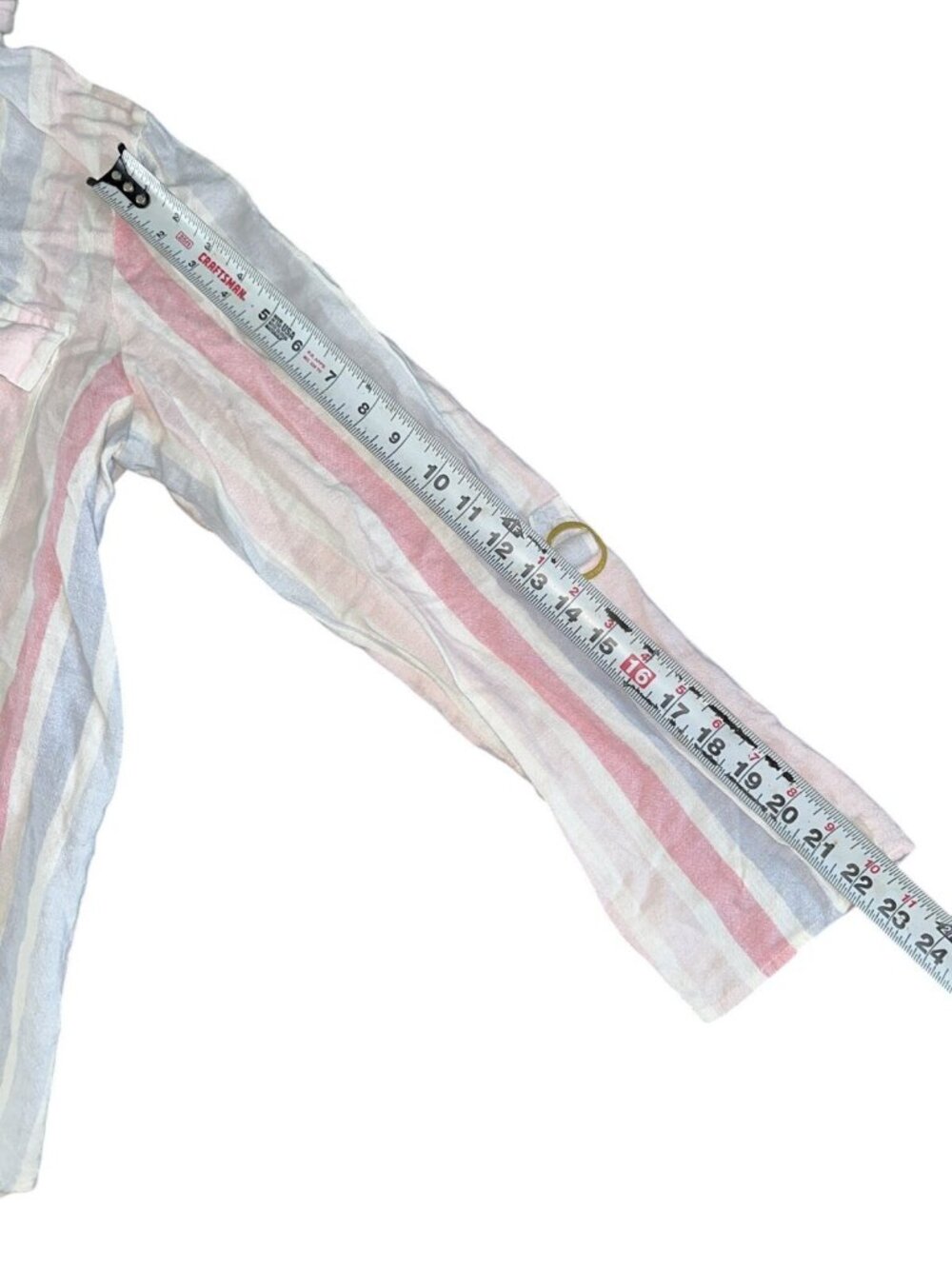 Ellen Tracy Striped Button-Front Shirt w/Roll-Tab Sleeves Womens L Pink/Blue - Picture 9 of 9